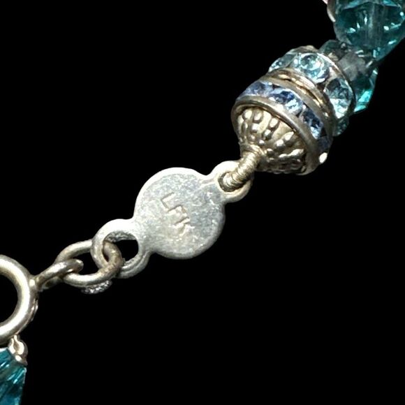 Blue Crystal Beads Sterling Silver Bracelet - Picture 4 of 7